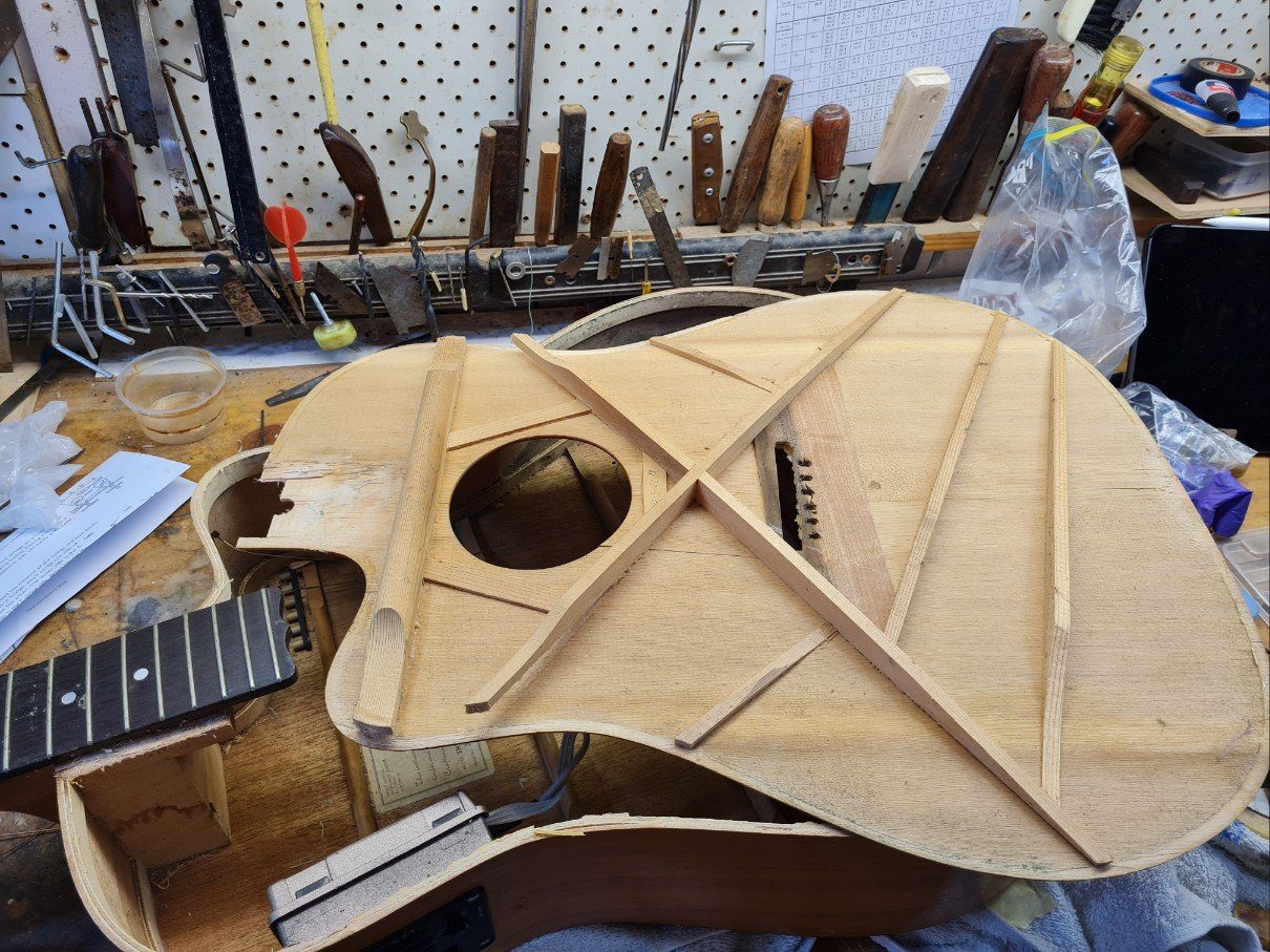 Flood-damaged guitar repair, photo 3